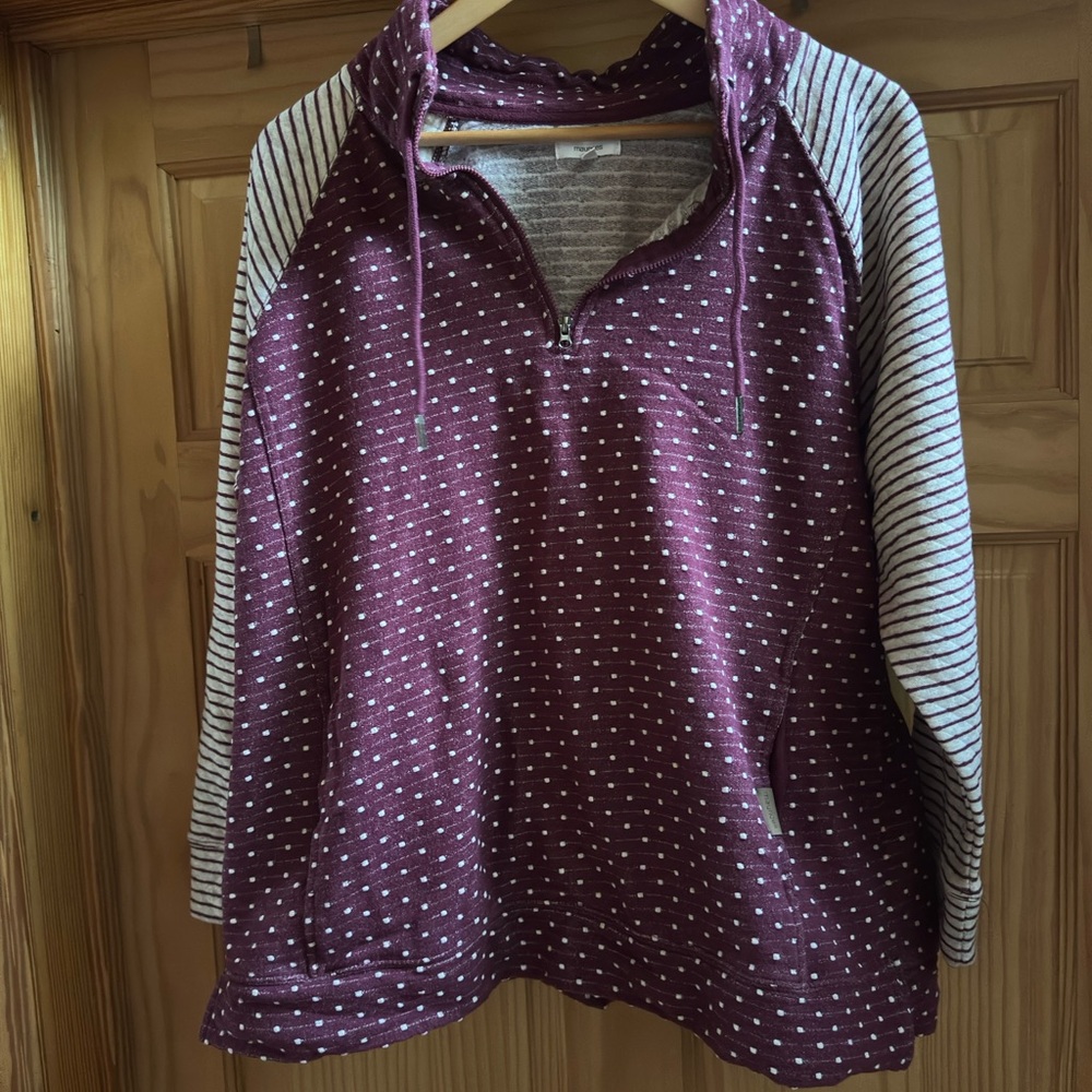 Maurices Burgundy and Cream Patterned Pullover